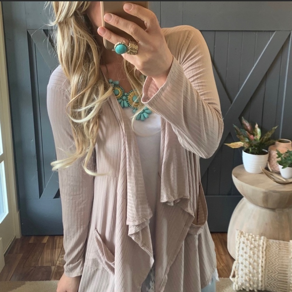 Coastal Sands Drape Front Open Cardigan